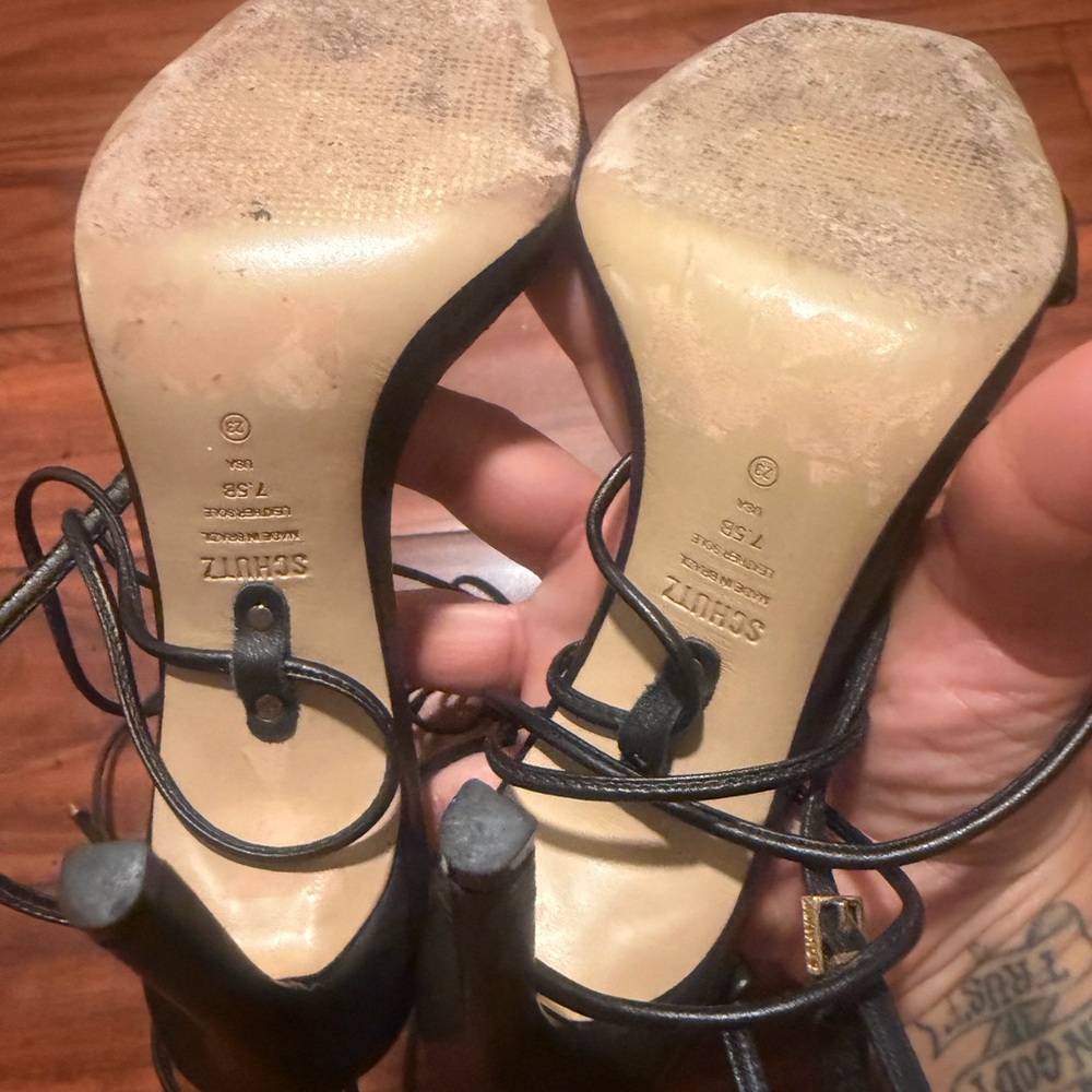 SCHUTZ Black Wrap-Around Stiletto Sandal - Picture 4 of 10